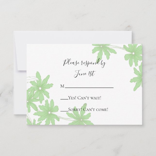 Light Green Daisies Wedding RSVP Response Card Karte (Vorderseite)