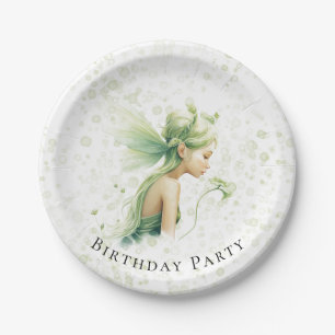Light Green Fairy Alcohol Ink Girl Geburtstagspart Pappteller