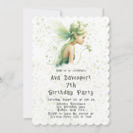 Light Green Fairy Girl Birthday Party Einladung