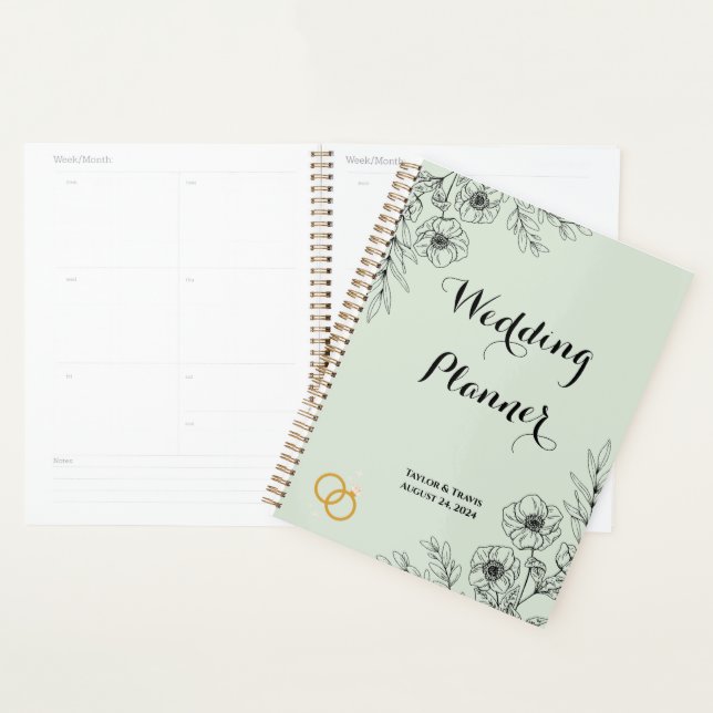 LIGHT GREEN FLORAL WEDING PLANNER PLANER (Anzeige)