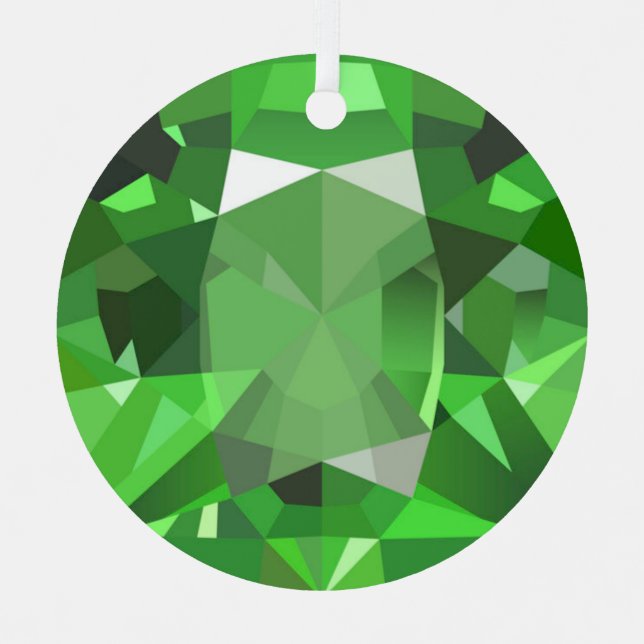 Light Green Gem Ornament Aus Metall (Vorderseite)