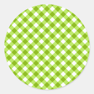 Light Green Gingham Patches Runder Aufkleber