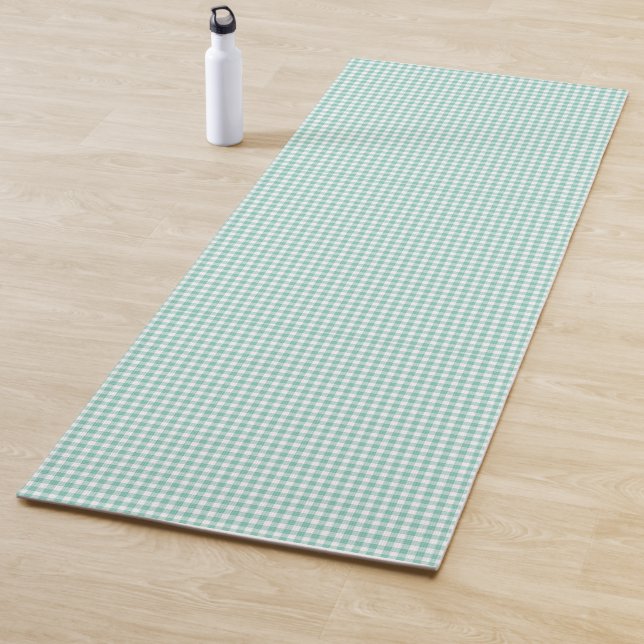 Light Green Gingham Pattern Kleiner Karo Kariert Yogamatte (Beispiel)