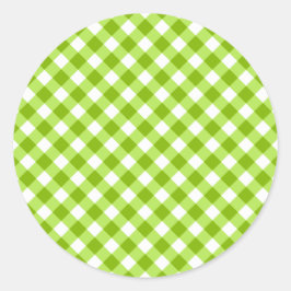 Light Green Gingham Pattern Runder Aufkleber