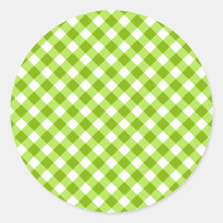 Light Green Gingham Pattern Runder Aufkleber
