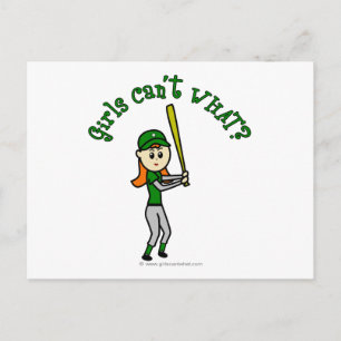 Light Green Girls Baseball Postkarte