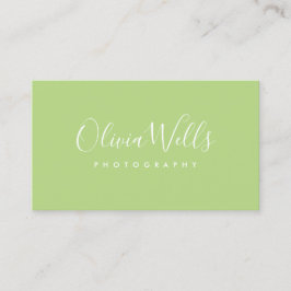 Light Green Handwriting Script Social Media Icons Visitenkarte