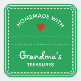 Light Green Jar Lid Labels Leere Textbox Herz Quadratischer Aufkleber