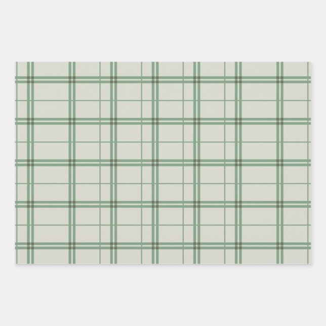 Light Green Kariert Pattern Karo Tartan drucken Geschenkpapier Set (Vorderseite)