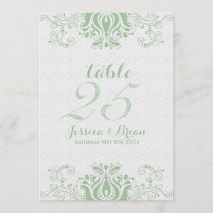 Light Green Lace & White Wedding Tischnummer 2