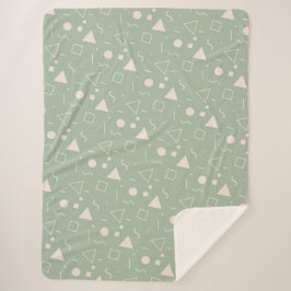 Light Green Memphis Pattern Sherpa Blanket Sherpadecke
