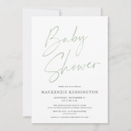 Light Green Minimalistisch Modern Script Baby Dusc Einladung