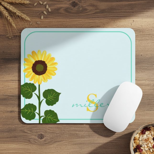  Light Green Mouse Pad with Sunflower Mousepad (Von Creator hochgeladen)