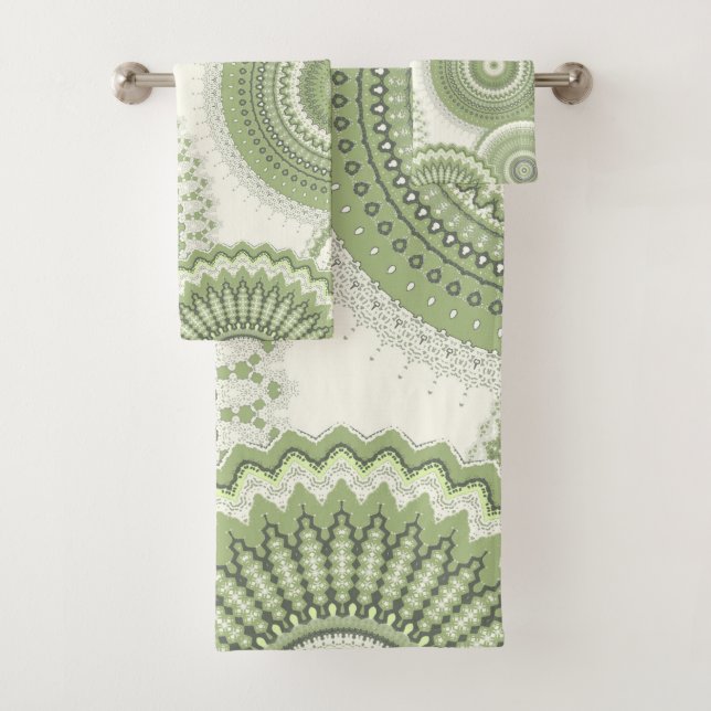 Light Green Multi Mandala  Badhandtuch Set (Insitu)