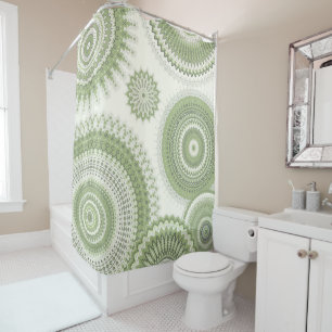 Light Green Multi Mandala Duschvorhang