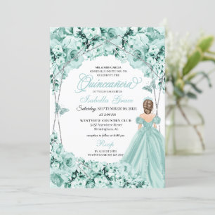 Light Green Princess Dress Quinceanera Einladung