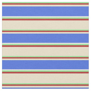 Light Green, Red, Tan, Royal Blue und White Stoff