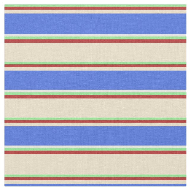 Light Green, Red, Tan, Royal Blue und White Stoff (Nahaufnahme)