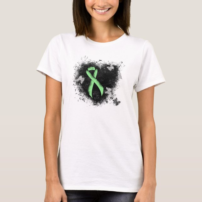 Light Green Ribbon Grunge Herz T-Shirt (Vorderseite)
