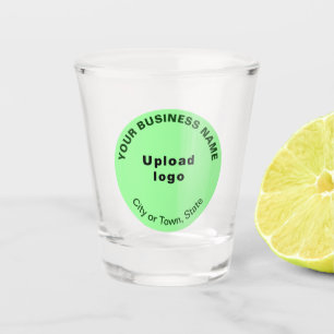 Light Green Round Business Brand on Shot Glass Schnapsglas