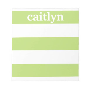 Light Green Rugby Stripes Personalisiert Notizblock