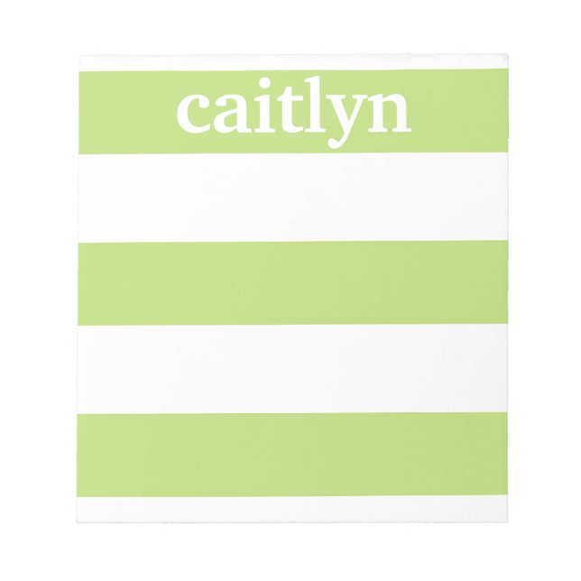 Light Green Rugby Stripes Personalisiert Notizblock (Vorderseite)
