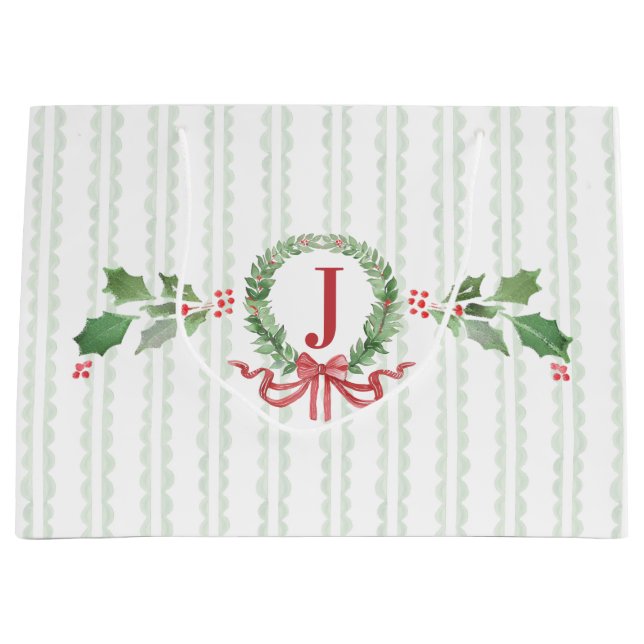 Light Green Scallop Große Geschenktüte (Vorderseite)