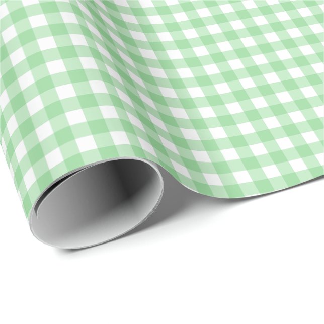 Light Green Simple Kariert Geschenkpapier (Rolleneckpunkt)