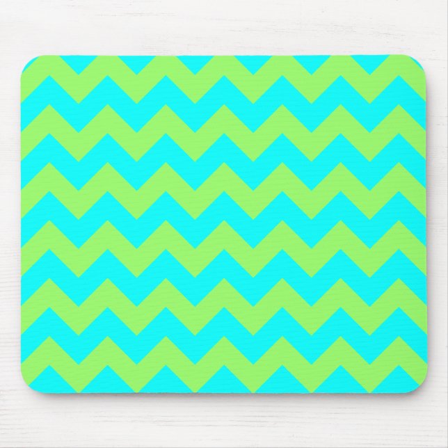 Light Green und Aqua Zigzag Mousepad (Vorne)