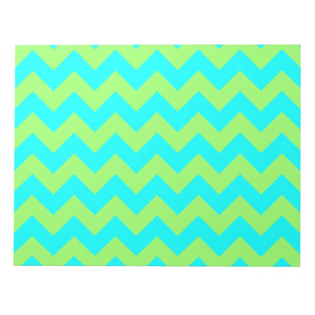 Light Green und Aqua Zigzag Notizblock (Vorderseite)