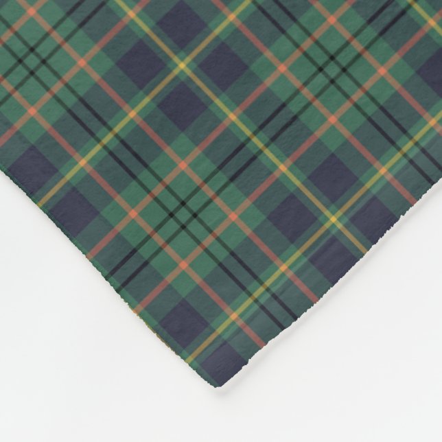 Light Green und Navy Blue Taylor Clan Tartan Fleecedecke (Ecke)
