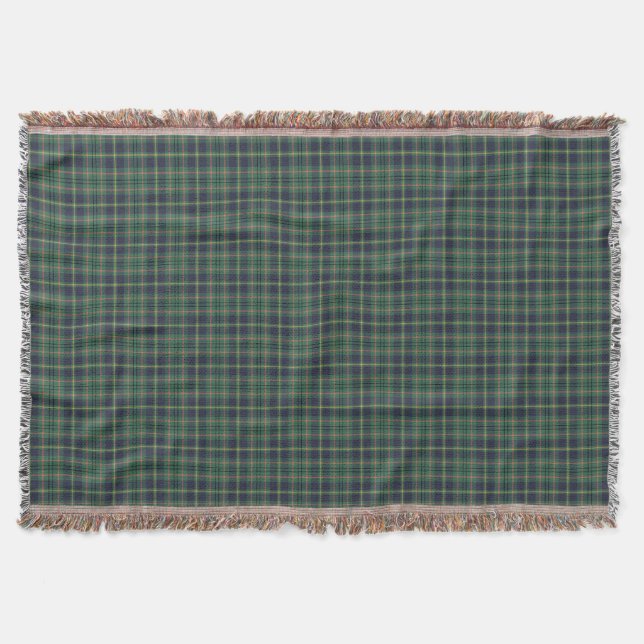 Light Green und Navy Clan Taylor Scottish Kariert Decke (Vorderseite)