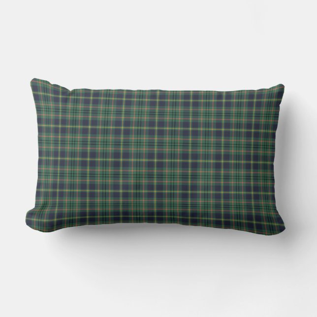 Light Green und Navy Clan Taylor Scottish Kariert Lendenkissen (Vorderseite)