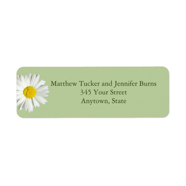 Light Green White Daisy Envelope Address Labels (Vorne)