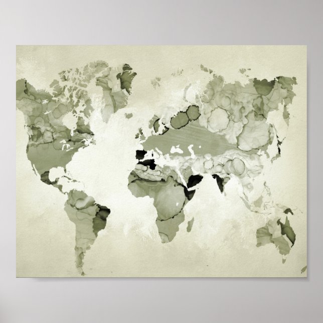 Light Green World Map Design 123 Poster (Vorne)