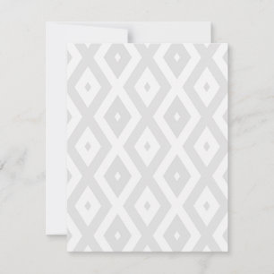 Light grey and white diamond pattern RSVP karte