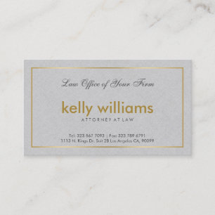 Light Grey Linen Attorney at Law Gold Accent Visitenkarte