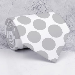 Light Grey Polka Dots on White Custom Necktie Krawatte