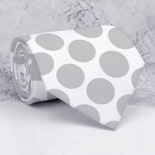 Light Grey Polka Dots on White Custom Necktie Krawatte (Von Creator hochgeladen)