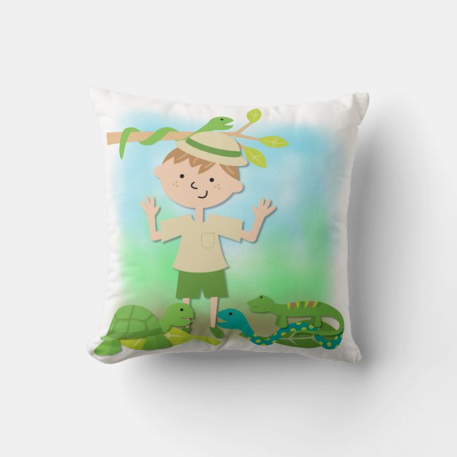 Light Hair Boy auf Safari Pillow Kissen (Vorderseite)