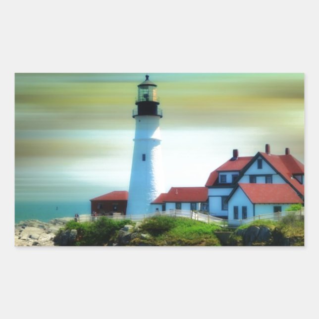 Light House Portland Headlight Rechteckiger Aufkleber (Vorderseite)