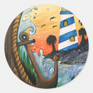 Light House View Runder Aufkleber