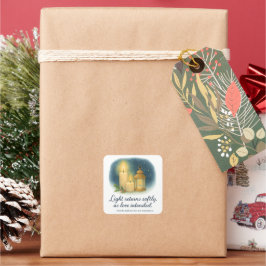 Light in the Quiet Season – Christmas Gift Tag Quadratischer Aufkleber