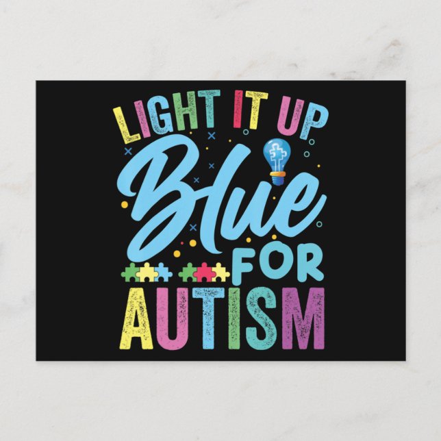 Light It Up Blue Autism Awareness T-Shirt92  Postkarte (Vorderseite)