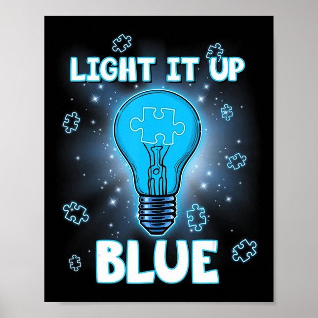 Light It Up Blue Autism Shirt I Wear Blue For Awar Poster (Vorne)