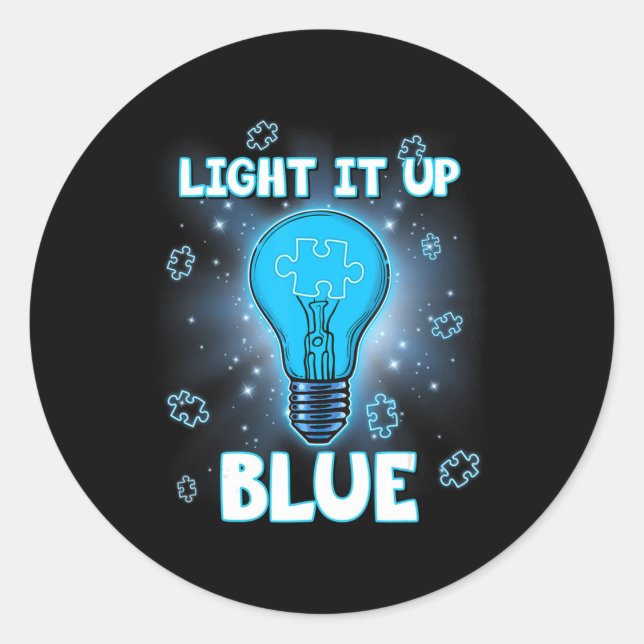 Light It Up Blue Autism Shirt I Wear Blue For Awar Runder Aufkleber (Vorderseite)