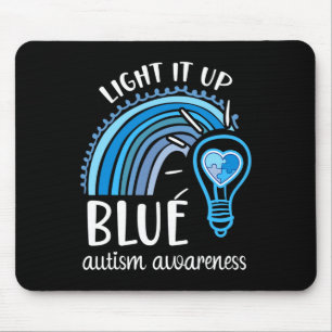 Light It Up Blue Autismus Awareness Month Rainbow  Mousepad