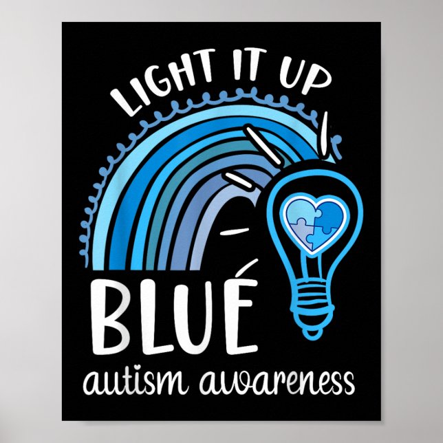 Light It Up Blue Autismus Awareness Month Rainbow  Poster (Vorne)