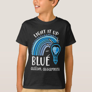 Light It Up Blue Autismus Awareness Month Rainbow  T-Shirt