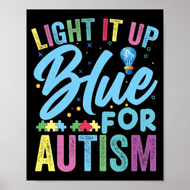 Light It Up Blue Autismus Awareness T - Shirt92 Poster (Vorne)